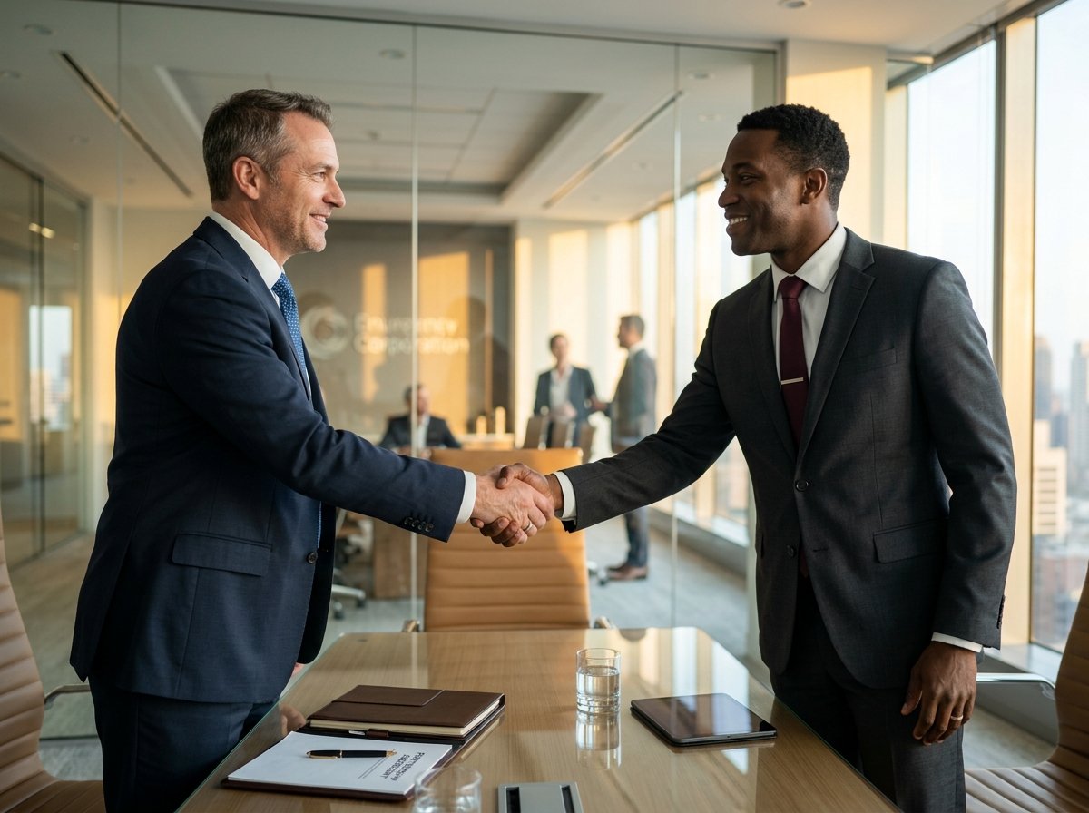 Corporate business partners shaking hands